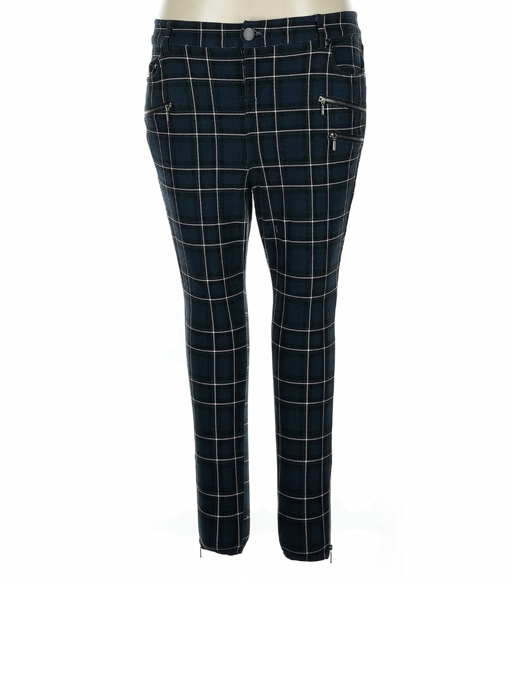 Torrid Plaid Slim Skinny Fit Moto Ankle Pants - Navy, Green, & White Size 14